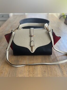 Vera Pelle Color Block Leather & Suede Satchel made in Italy